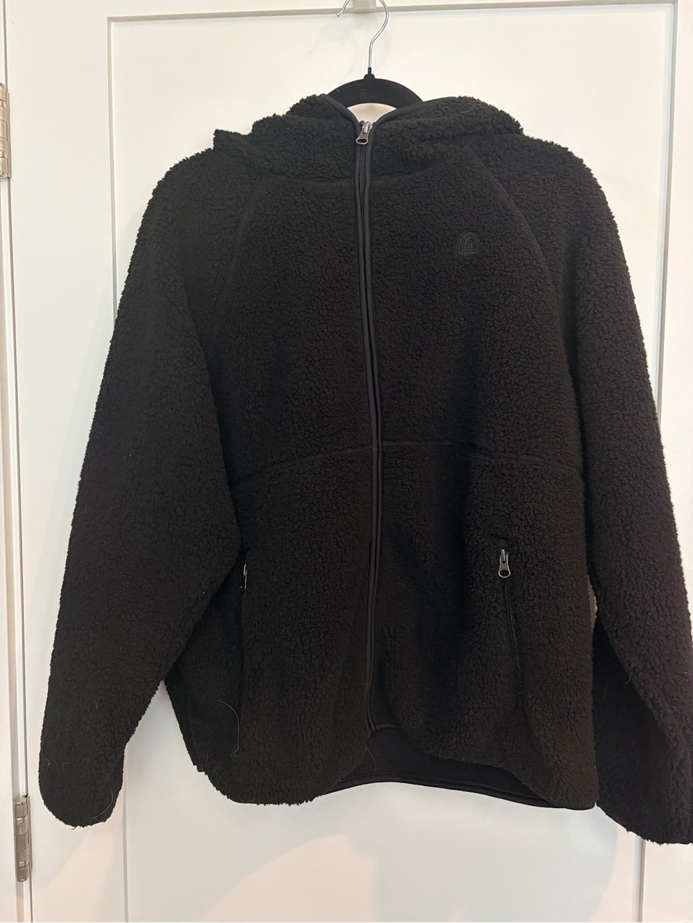 Sierra Designs Black Sherpa Fleece Zip Hoodie Jacket Size Large